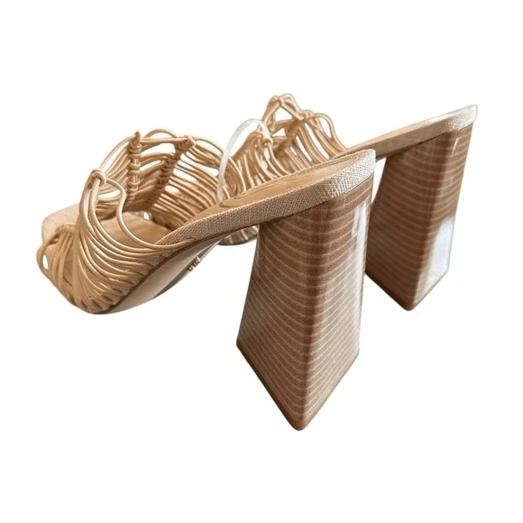 NWT Sam Edelman Laurette Almond Lattice Square Toe Block Heel Sandals - Picture 8 of 9